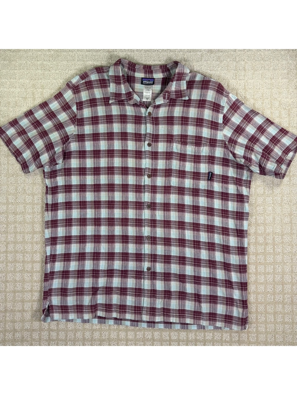 Patagonia organic cotton plaid short sleeve shirt XL